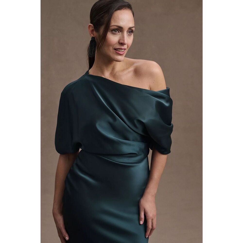 New Amsale Pryce Off-Shoulder Satin Column Gown size 4 - Picture 2 of 10